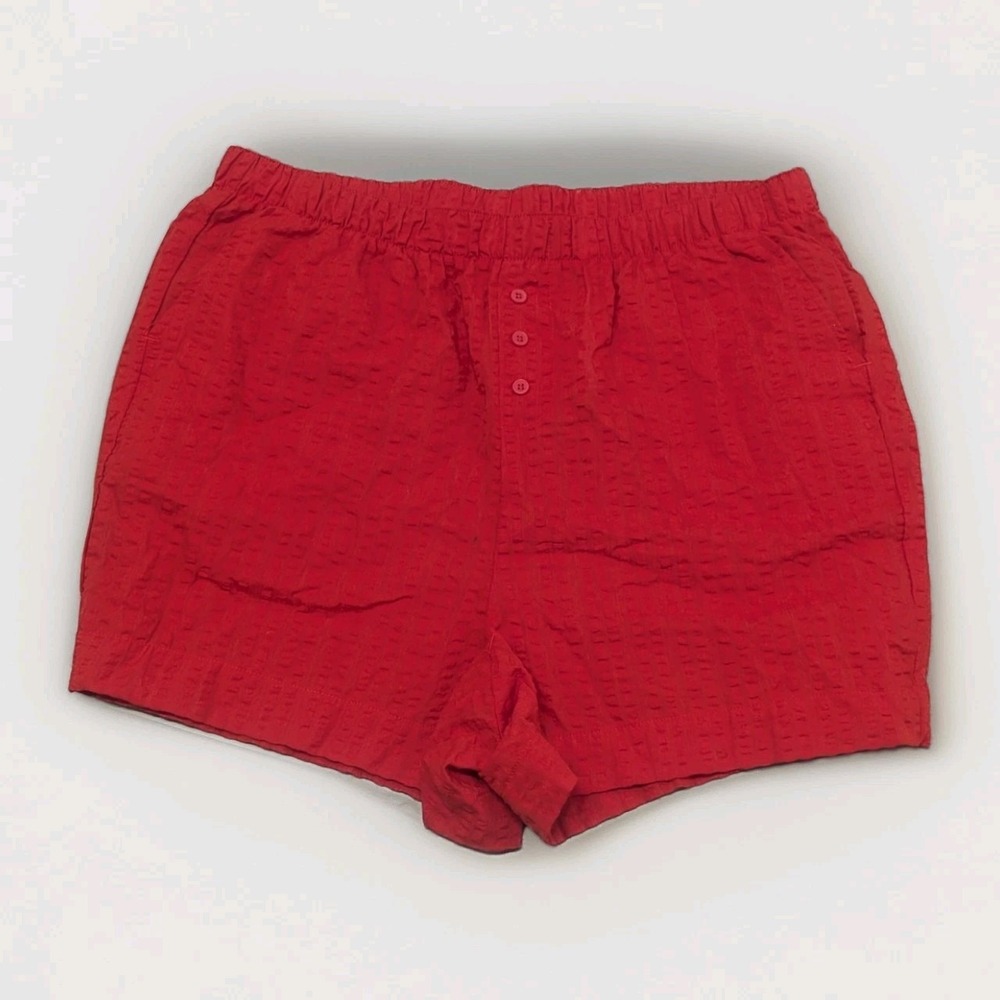 Coastal Seersucker Boxer Shorts NWT Torrid High Rise Pull On Red Size 0x/L/12
